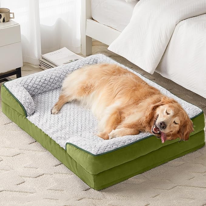 Orthopedic Dog Bed for Extra Large Dogs, Egg Crate Foam Bed for Extra Large Dogs, Equipped with Removable Waterproof Pillow Cover and Anti-Slip Bottom, Pet Bed