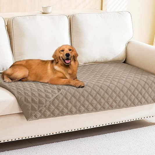 Smiry Waterproof Dog Bed Cover Pet Blanket, Soft Washable Dog Blanket for Furniture Bed Couch Sofa Reversible, Checkered (40"x70", Taupe/Taupe)