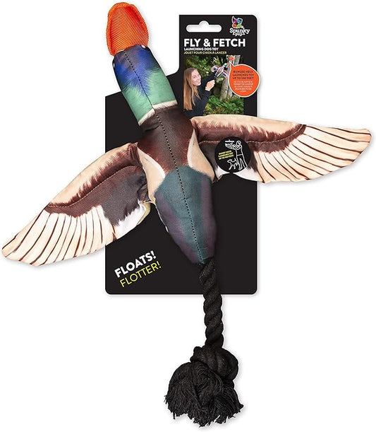 Spunky Pup Fly & Fetch Plush Dog Toy - Duck