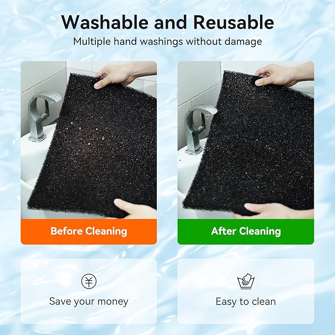 Aquarium Filter Sponge Pad, Filter Media Foam Sponges, Filter Accessories for Fish Tanks and Ponds (18.5"x18.5"x1.6", 50PPI, 2 Pack)