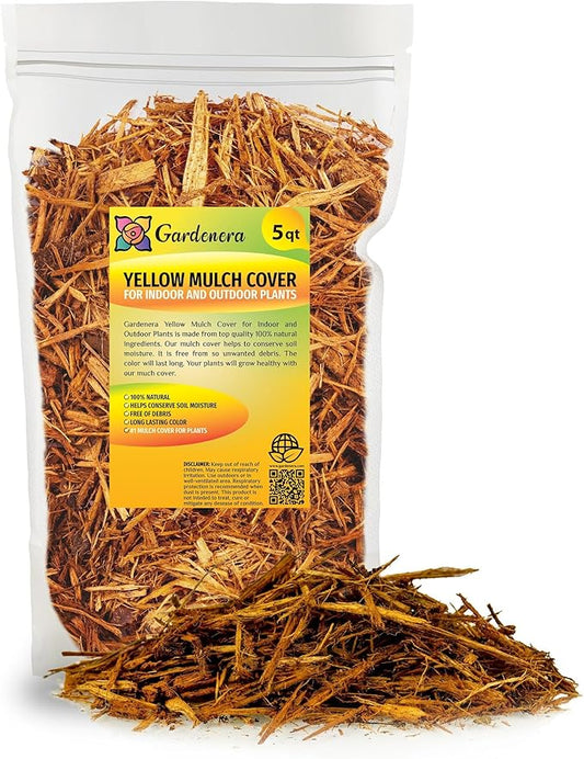 Premium Yellow Mulch by Gardenera - Beautify Your Garden with Long-Lasting Results - 5 QUARTS