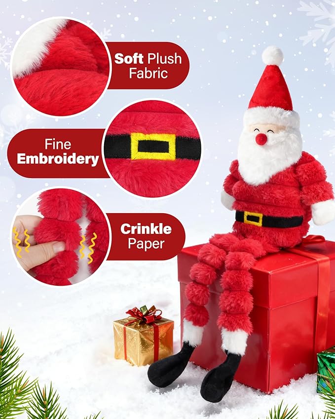 Prime Pets Christmas Dog Toys, 26” Large Plush Squeaky Dog Toys, Crinkle Santa Dog Toy for Small Medium Large Dogs, Stuffed Puppy Chew Toy to Keep Them Busy
