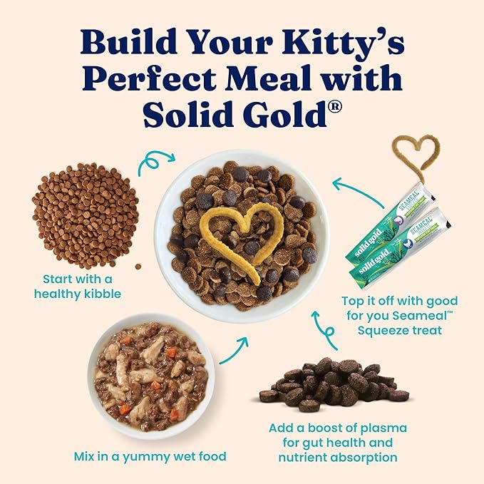 Solid Gold Wet Cat Food Shreds in Gravy - Canned Cat Food Made w/Real Tuna & Sardine - Five Oceans Grain Free 16ct/6oz Can