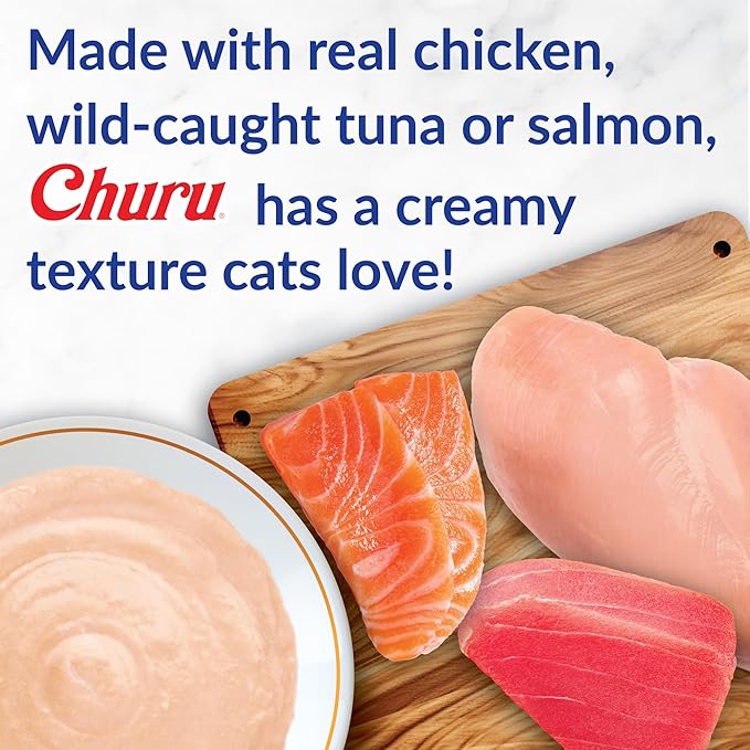 INABA Churu for Senior 10+, Creamy Lickable Cat Treats with Taurine, Vitamin E & C, 0.5 Ounces Each, 20 Tubes, Tuna Variety
