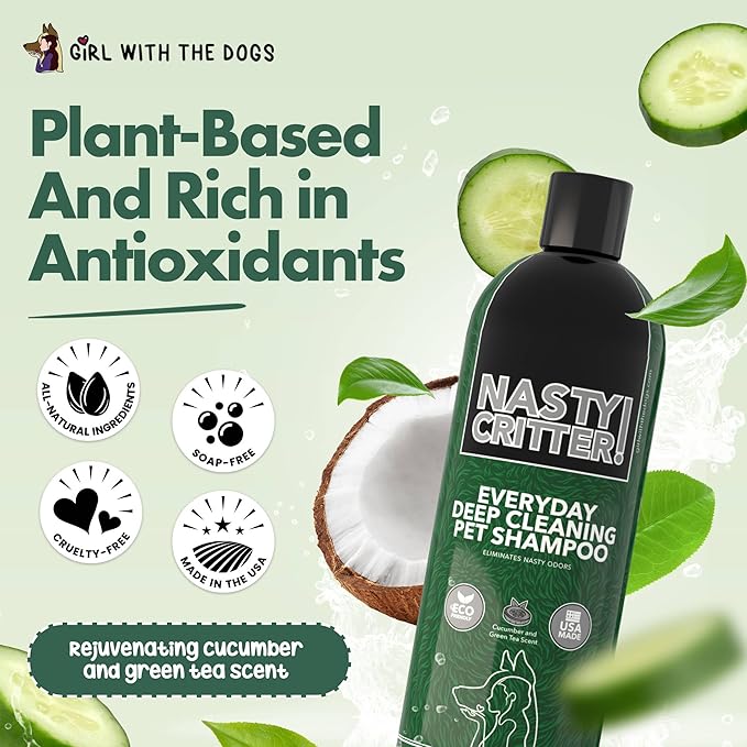 Nasty Critter! by Girl With The Dogs - Everyday Deep Cleaning Dog Shampoo 16 Oz, Made in USA 8 Wks+