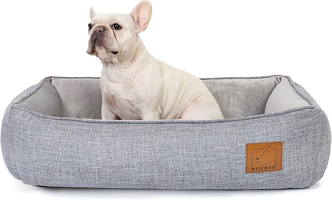 ATIFBOP Orthopedic Dog Bed, Memory Foam Dog Sofa with Removable Cover, Cooling Energy Gel. Couch, Pain Relief Pet Bed (33x23x9 inch, Grey)