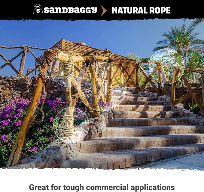 Sandbaggy Sisal Rope Twine 1/4 inch x 500 ft | Industrial Grade (4 Rolls)