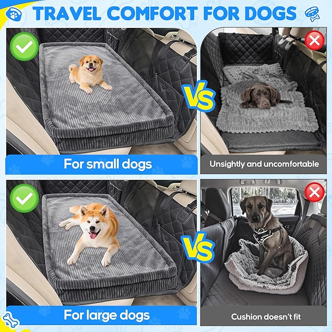 Dog Car Bed, Non-Slip Backseat Extender Pet Mat, Removable Washable Dog Bed for SUVs, Sedans & Trucks, Anti-Slip Travel Bed for Dogs, Easy Clean & Scratch-Proof & Comfort (50"x24.6")