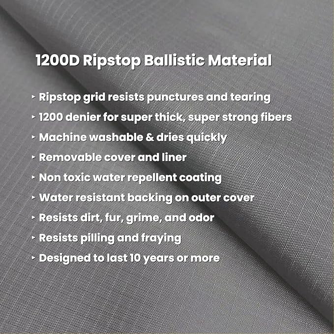 K9 Ballistics Tough Ripstop Orthopedic Rectangle Dog Bed w/Removable Washable Cover, Solid Orthopedic Foam - X-Large, Sage Green