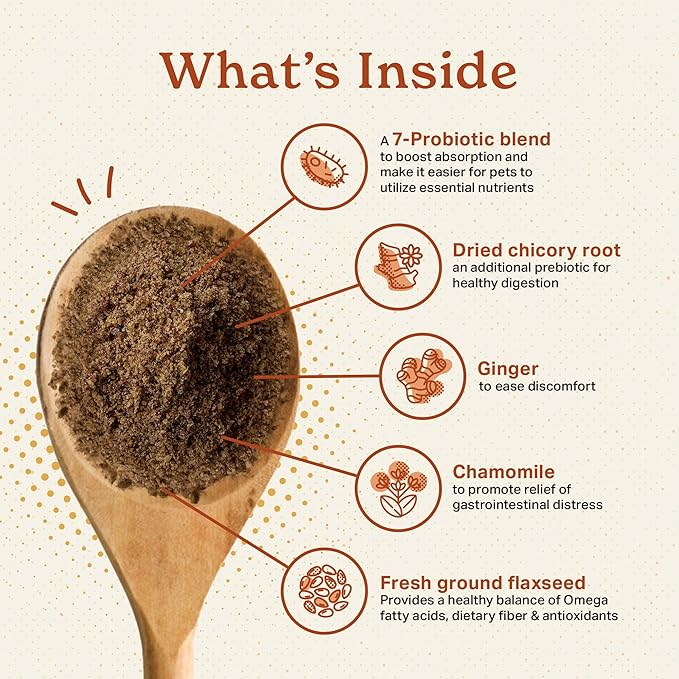 The Missing Link Digestion Superfood Supplement Powder for Dogs & Cats - Fiber, 7-Probiotic Blend + Chicory Root Prebiotic, Ginger, Chamomile - Supports Daily Digestive & Bowel Health - 1lb