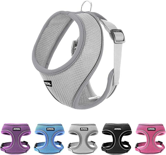 AIITLE Easy Walk Dog Harness, Soft No-Pull Design, Breathable 3-Layer Mesh for Medium Dogs, Adjustable Fit for Hiking, Training – Fits Pugs, Bichon Frise (XL, Grey)