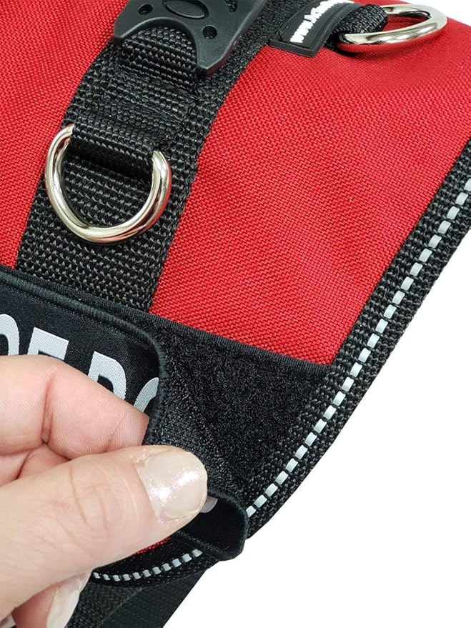 ActiveDogs Air-Tech Cordura Service Dog Vest Harness, Medium Girth 22"-30" w/Handle, ADA Cards + Reflective Service Dog Patches - Red