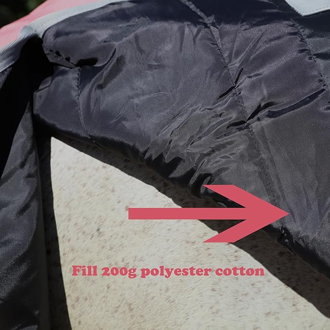 LEAFOREST 1200D Turnout Horse Winter Blanket Waterproof Breathable Snow Proof Heavy Blankets 200g Fill Sheet in The Barn, Stable, Stall, Pasture, Paddock Pink Grey 75 inches