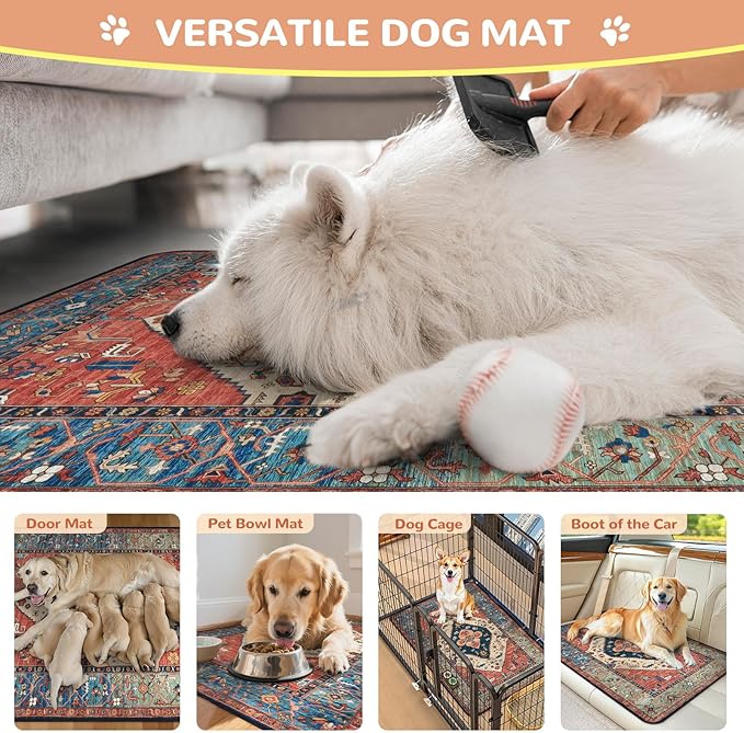 Lahome Reusable Washable Puppy Pads - 2 Pack Super Absorbent & Waterproof Dog Training Mats for Potty, Crate and Floor - Leakproof Pee Pads with Non-Slip Backing (Red, 36"x48")