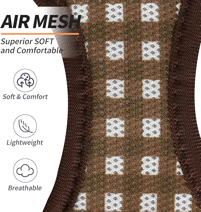 AIITLE Breathable Mesh Dog Vest Harness, No Pull Escape Proof Vest Harnesses with Reflective Bands, Adjustable Plaid Pet Outdoor Harnesses for Small and Medium Dogs Chocolate M