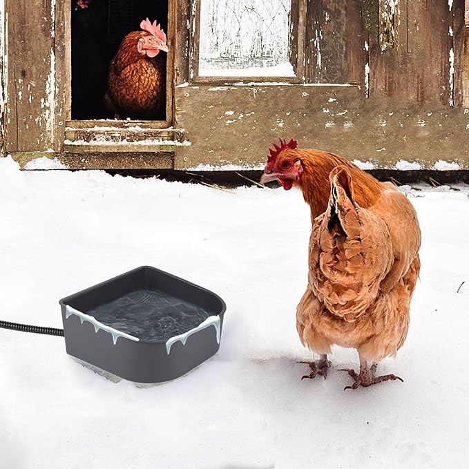 Dog Heated Water Bowl for Crate Cage No Freeze Water Bowl for Outdoor 0.27 Gallon Hanging Heated Water Dish for Dogs/Cats/Chickens/Birds/Rabbits, Grey