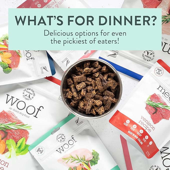 The New Zealand Natural Pet Food Co WOOF Air Dried Dog Bites - Chicken Recipe Dog Food High Protein Toppers for Dry Dog Food, Healthy Dog Food,26.5oz