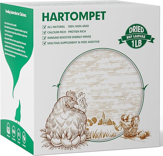 Dried BSF Larvae for Chickens - Non-GMO Poultry Feed Supplement, 85X More Calcium Than Mealworms, 1LB Grub Worms Perfect for Molting & Laying Hens, Ducks, and Wild Birds