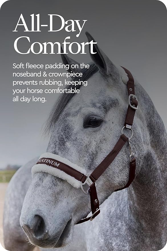 HORZE Howard Soft Fleece Padded Adjustable Polyester Horse Halter - Dark Brown - Horse