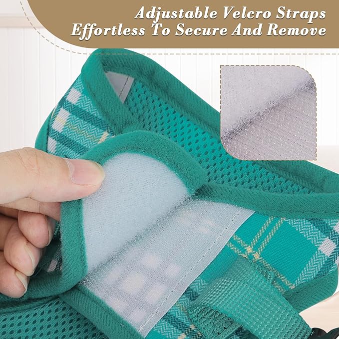 Athena Collection Step-in Dog Harness with 5 ft Leash, Small to Medium Dog Harness Leash Set Medium No Pull Dog Vest Harness with Reflective Strips Adjustable Velcro, Easy Walk Puppy Harness, Green