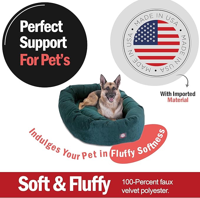 Majestic Pet 52 Inch Micro Velvet Calming Dog Bed Washable 52x35x11 (inch) – Cozy Soft Round Donut Dog Bed with Spine for Head Support -Pet Bed X- Large – Marine (2025)