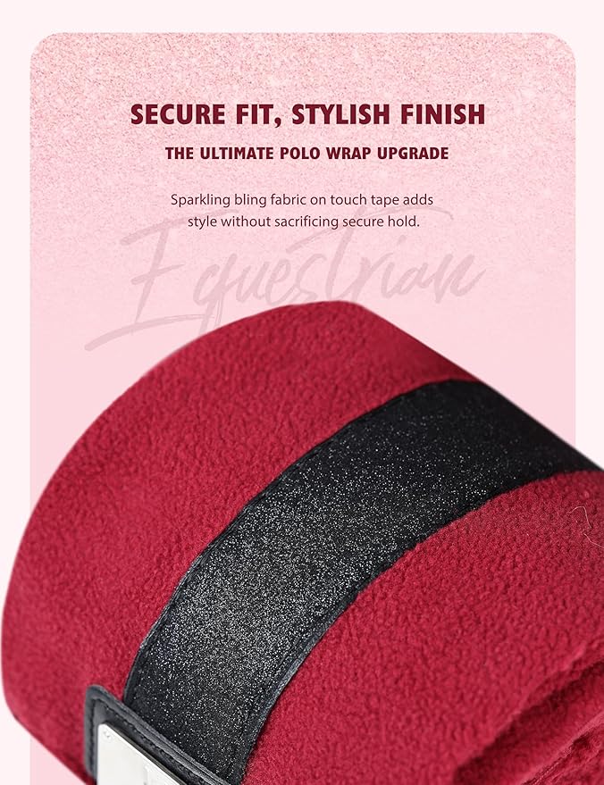 Harrison Howard Horse Polo Wraps Upgrade with Bling Leg Wraps for Horses 4-Pack Fleece Leg Wraps Stable Supplies Burgundy M