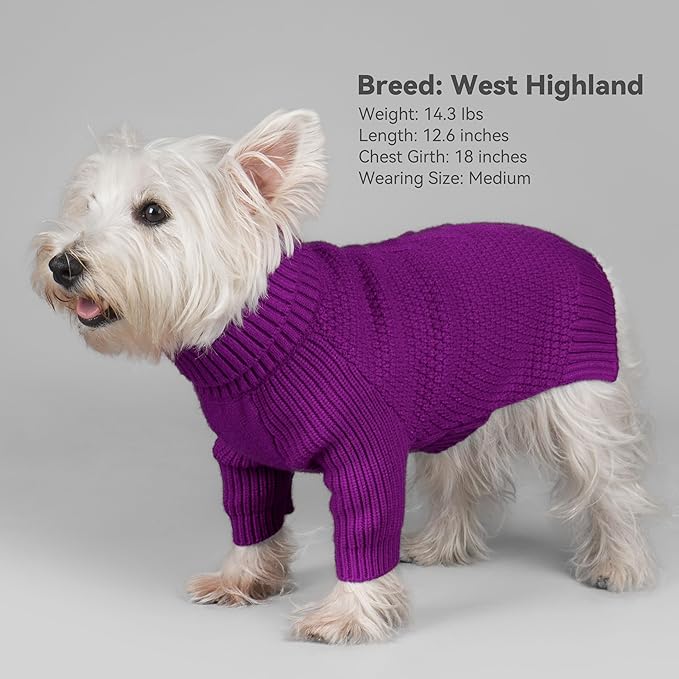 cyeollo 4XL Dog Sweater,Pullover Turtleneck for Large Dogs Classic Knitwear Fall Winter Cold Weather Dog Clothes Warm Pet Apparel Large Big Dogs Sweaters Male, Purple XXXXL