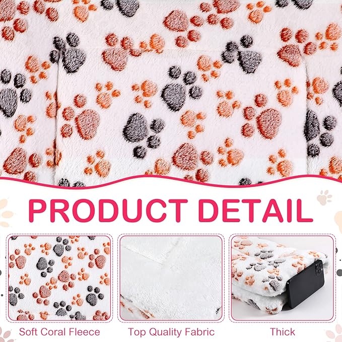 Tuanse 4 Pack Ultra Soft Dog Cat Bed Mat with Cute Prints Reversible Fleece Dog Crate Kennel Pad Cozy Washable Thickened Hamster Guinea Pig Pet Bed Mat for Small Animals(23 x 18 Inches,Vivid Color)