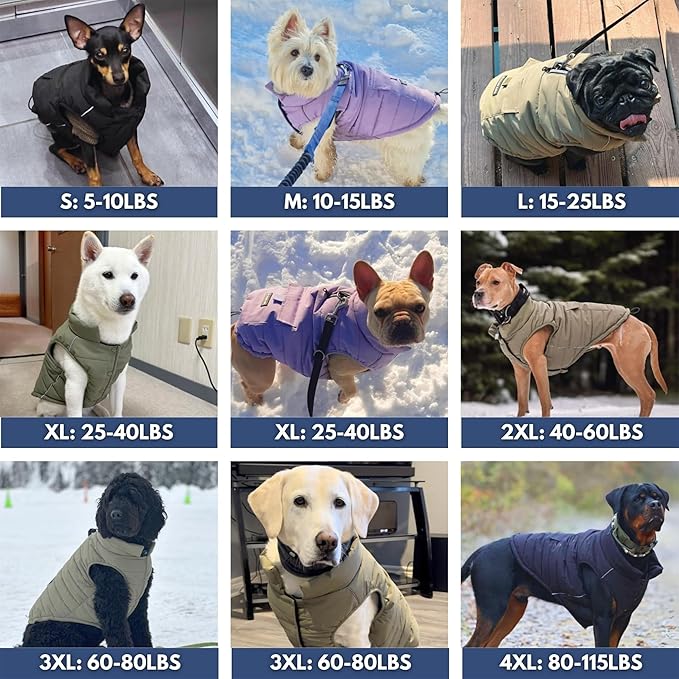 Spark Paws Dog Winter Jacket, Water-Resistant Coat, Warm Reflective Windproof Fleece-Interior, for Medium and Large Dogs - Cosmic - 3XL