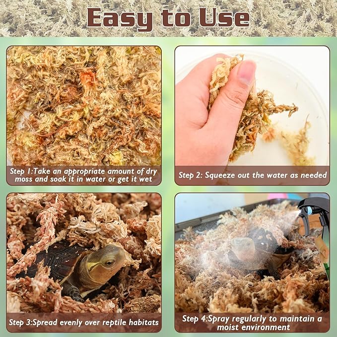 ZeeDix 2.2LBS Premium Sphagnum Moss for Reptiles, 50QT Dried Moss for Terrarium Long Fibered Leopard Gecko Moss Natural Sphagnum Peat Moss Bedding for Frogs Anoles Snake Turtle Plants
