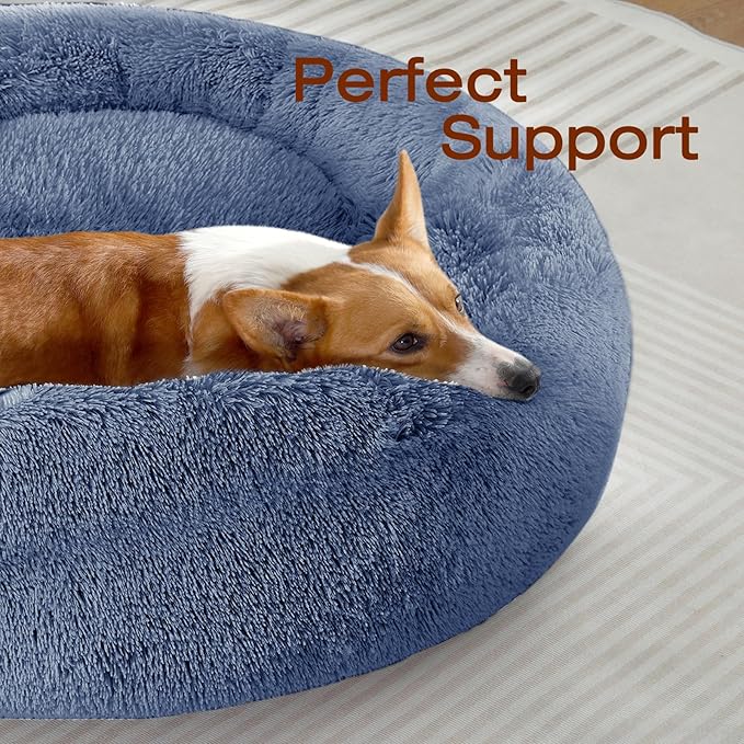 JOLLYVOGUE Dog Bed, Calming Anti-Anxiety Large Dog Bed, Fluffy Donut Cushion for Medium and Large Pets (27"/30"/36")