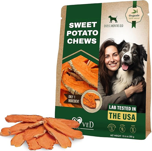 Beloved Pets Dog Treats Sweet Potato Chips 10.6 oz - All Natural Pet Snack Chews - Grain Free & Human Grade Dried Snacks in Bulk - Best Jerky for Training Small & Large Dogs