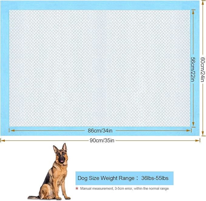 Ownpets Dog Training Extra Large Pad 35’’ x 32’’, Leak-Proof 6-Layer Pet Potty Training Pads Pee Pads with Quick-Dry Surface for Pets, Puppies, Adult, Sick & Aging Dogs, 20 Counts