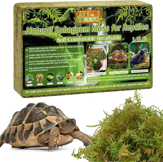 Halatool 1.1LB Natural Sphagnum Moss for Reptiles- 25QT Green Moss for Terrarium Plants Long Fiber Reptile Moss for Leopard Gecko Snake Hamsters Tortoises Frogs Lizards Salamanders