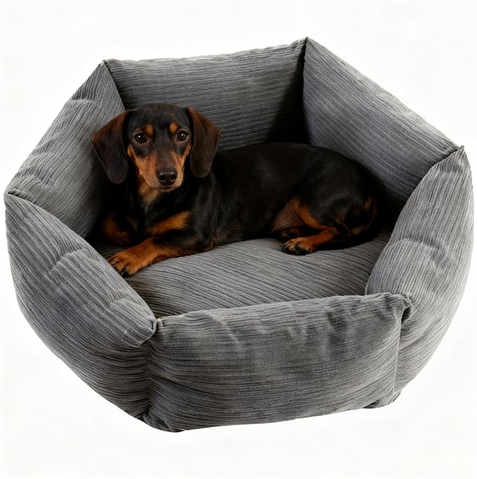 All-Season Stain Resistance Cat Dog Bed,Round Donut Pet Bed,Cord Washable Cat and Dog Beds with Removable Cover,Kitten Bed with Anti-Slip Bottom,Grey,29.5 * 5.9"