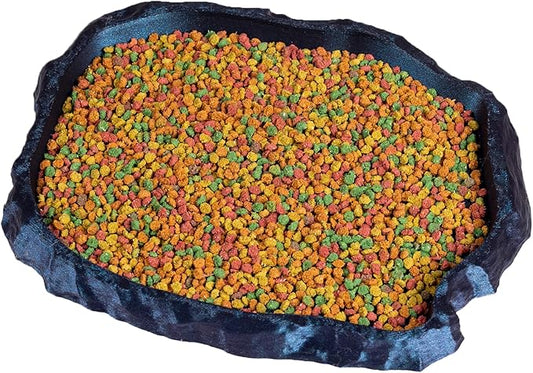 Gecko Cave Reptile Feeding Tray – Naturalistic Pet Dish for Lizards, Snakes, Bearded Dragons, Tortoises & Turtles - Burnt Titanium