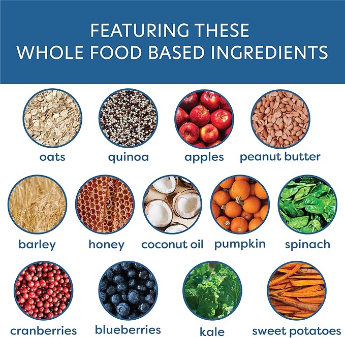 Body and Soul Superfood Crunchy Healthy Dog Treats 3 Pack Variety - Peanut Butter + Apple, Pumpkin + Leafy Greens, Berry Blend + Honey - Plant-Based Biscuits Baked with Ancient Grains - Made in USA