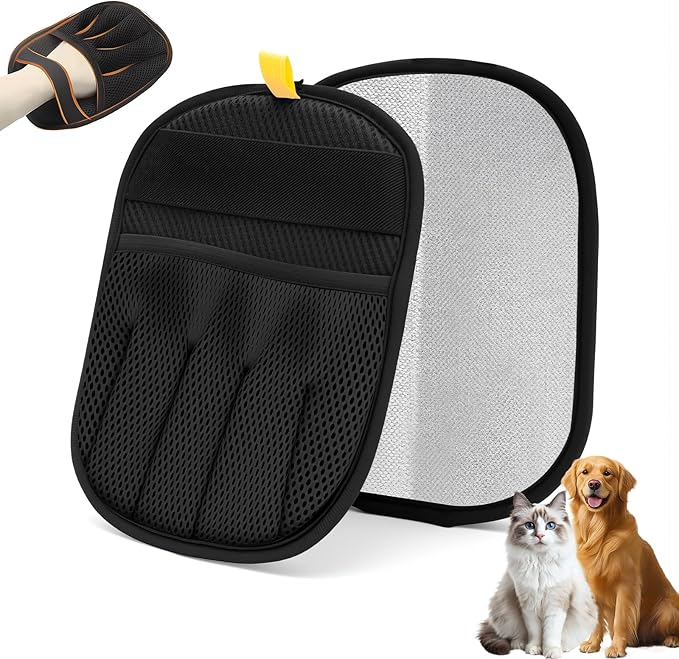 LAVORA Cat and Dog Hair Removal Products, Five-Finger Electrostatic Pet Hair Removal Glove, Reusable Magic Brush Fur Remover for Laundry, Couch & Home Use (Black)