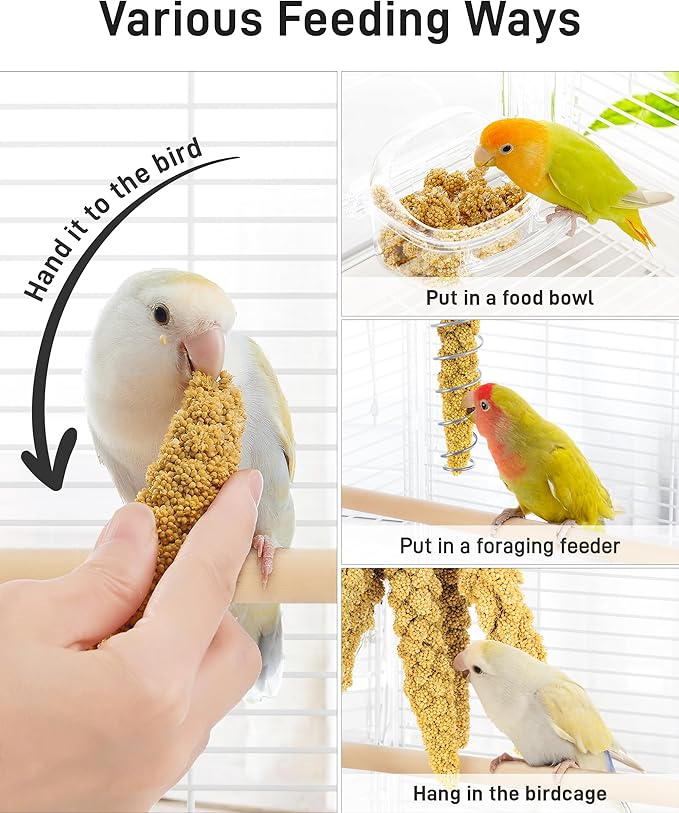 BUCATSTATE Spray Millet for Birds, Sun-Dried Healthy Millet Parakeet Treats for Parrots Cockatiel Lovebird Finch, GMO-Free Parakeet Food - 1.1lb