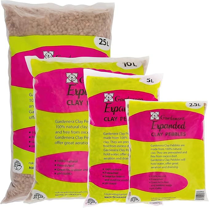 Gardenera Expanded Clay Pebbles for Plants – 4mm-16mm LECA Balls | 100% Natural Hydroton Clay for Drainage, Hydroponics, Aquaponics, Terrariums, Orchids & Indoor Plant Growing Medium - 1 Quart