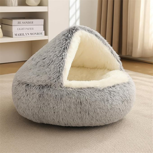 Nest Bed - Lapcatz Cat Beds for Indoor Cats, Fluffy Cat Bed Cave Plush Warm Nest for Cats (Latte,XXL 32"x32")