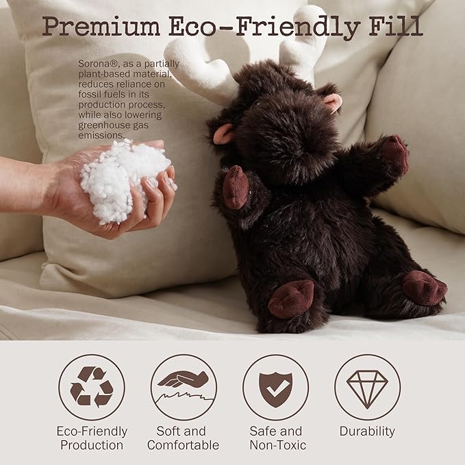 Moose Heart Beat Dog Toy for Puppy - Soft Plush Stuffed Animal Dog Pal with Heartbeat for Puppy Small Medium Large Breed, Ideal for Comfort & Anxiety Relief - Small