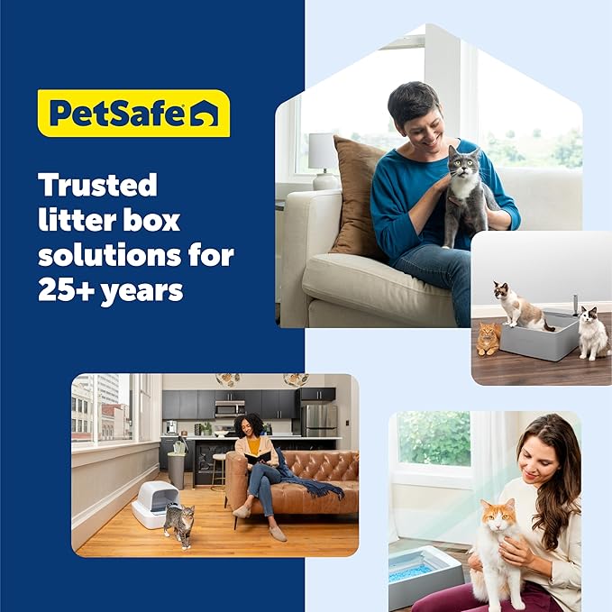 PetSafe ScoopFree Crystal Smart Self-Cleaning Automatic Litter Box - Uncovered Motion-Sensing Cat Box with Integrated Health Counter & App - Includes 1 Disposable Crystal Litter Tray