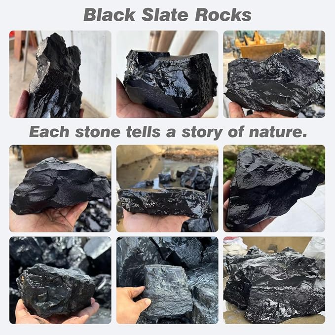 Unocho Aquarium Rocks 40lb Natural Slate Stone Rocks for Aquariums Landscaping Paludarium Model Tank Decoration Aquascaping Amphibian Enclosures Garden(3"-10"-12pcs)