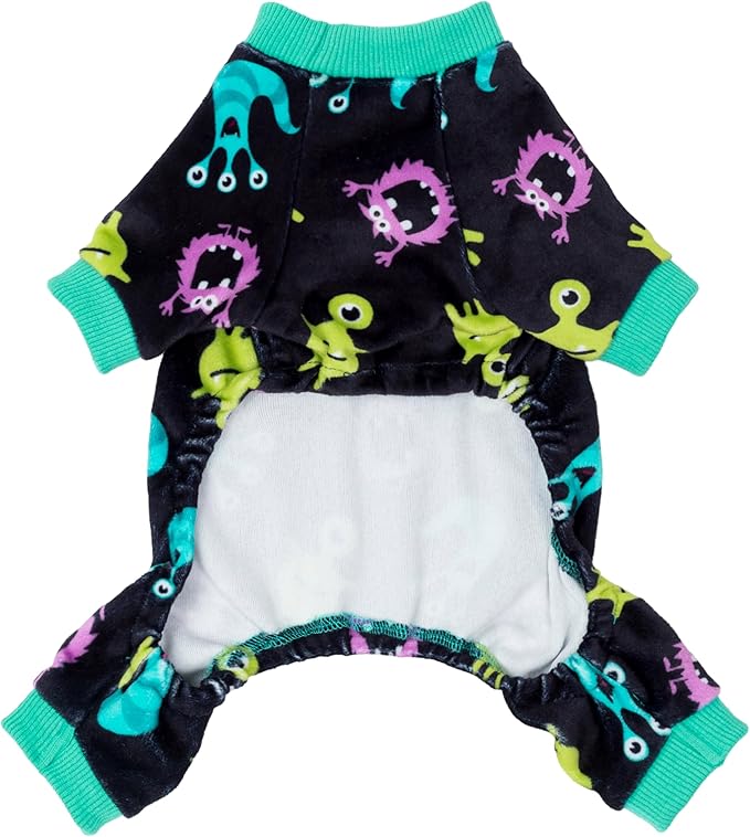 Fitwarm Cute Monster Halloween Dog Pajamas, Funny Costumes for Small Dogs Boy Girl, Festive Pet Clothes, Green, Purple, Black, XXL
