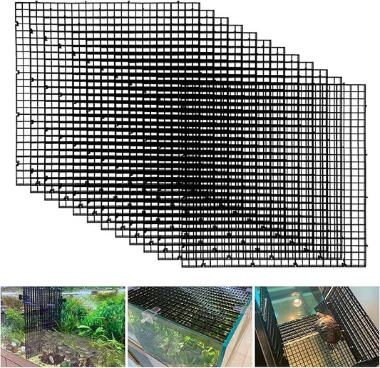 Plastic Egg Crate Fish Tank Divider Aquarium Filter Bottom Plastic Grid Fish Tank Isolation Board Black Egg Crate Tray((Black, 12pcs 11.8X11.8Inch with 0.35Inch Hole)
