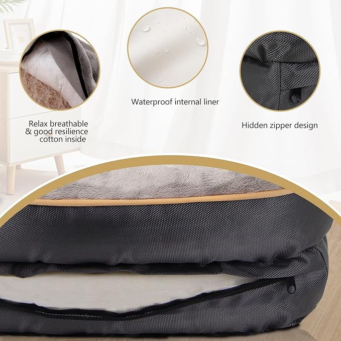 JOYELF Large Memory Foam Dog Bed, Orthopedic Dog Bed & Sofa with Removable Washable Cover and Squeaker Toy as Gift
