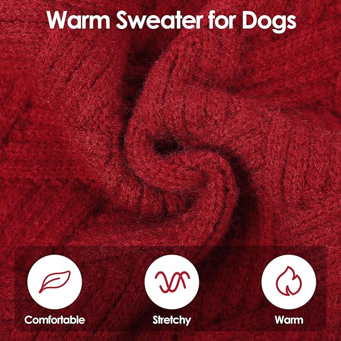 SUNFURA Dog Sweater Large Size Dog, XXL Pet Sweaters for Extra Large Dogs, Doggy Warm Turtleneck Christmas Sweatshirt Cold Weather Knit Pullover for Golden Retriever, Red XXL