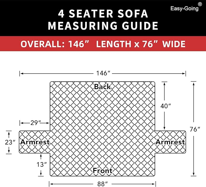 Easy-Going 4 Seater Sofa Slipcover Reversible Sofa Cover Water Resistant Couch Cover with Foam Sticks Elastic Straps Furniture Protector for Pets Children Dog Cat (XX-Large, White/White)