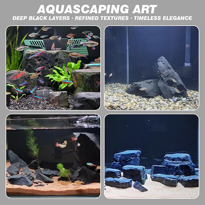 Unocho Aquarium Rock Stone Fish Tank Rocks 5lb Natural Rocks for Aquariums Aquascaping Landscaping Model Tank Decoration Vivariums Paludarium Miniature and Fairy Garden(3"-6"-4pcs)